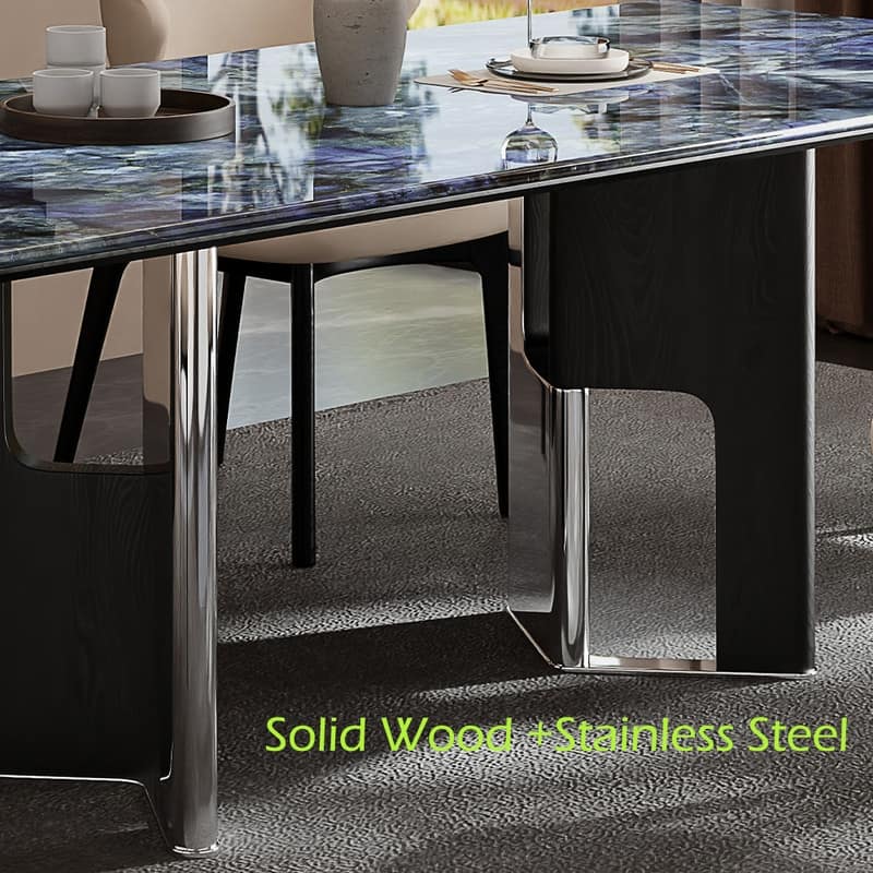 Modern 78.7" Dining Table, Glossy Sintered Stone Top, for 6-8 persons - 78.74"
