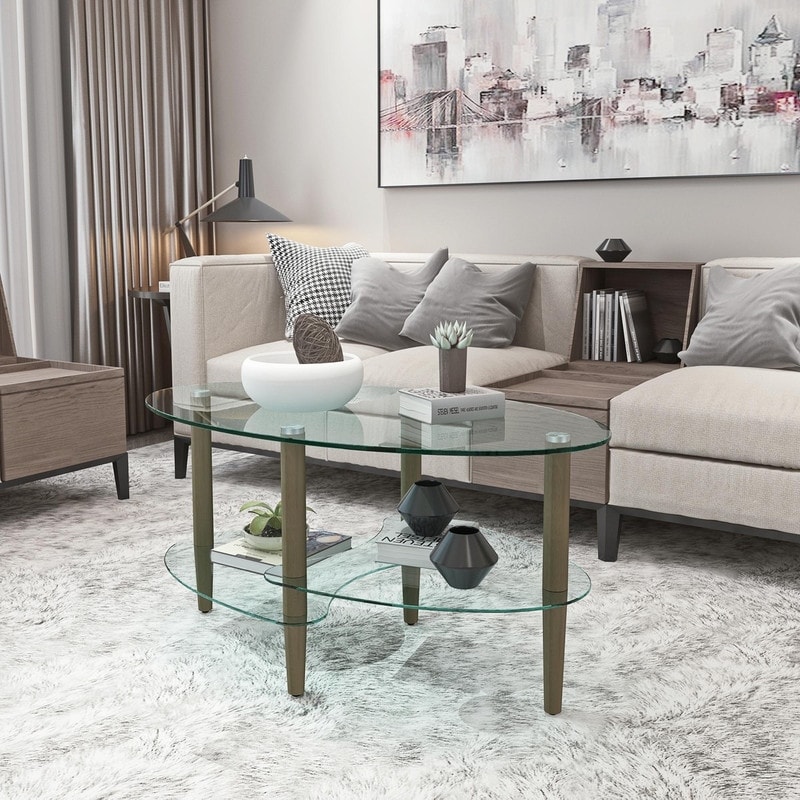 Oval Glass Coffee Table