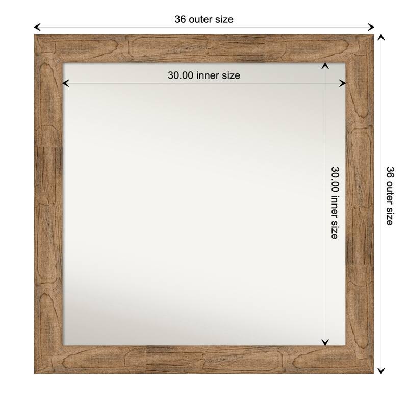 Owl Brown Framed Non-Beveled Custom Wall Mirror, Bathroom Vanity Mirror - Outer Size: 35.5 x 35.5