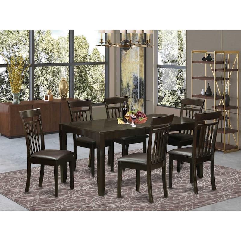 Dining Room Table Set with Chairs - Kitchen Table Set, Wood Dinette Set, Cappuccino Finish