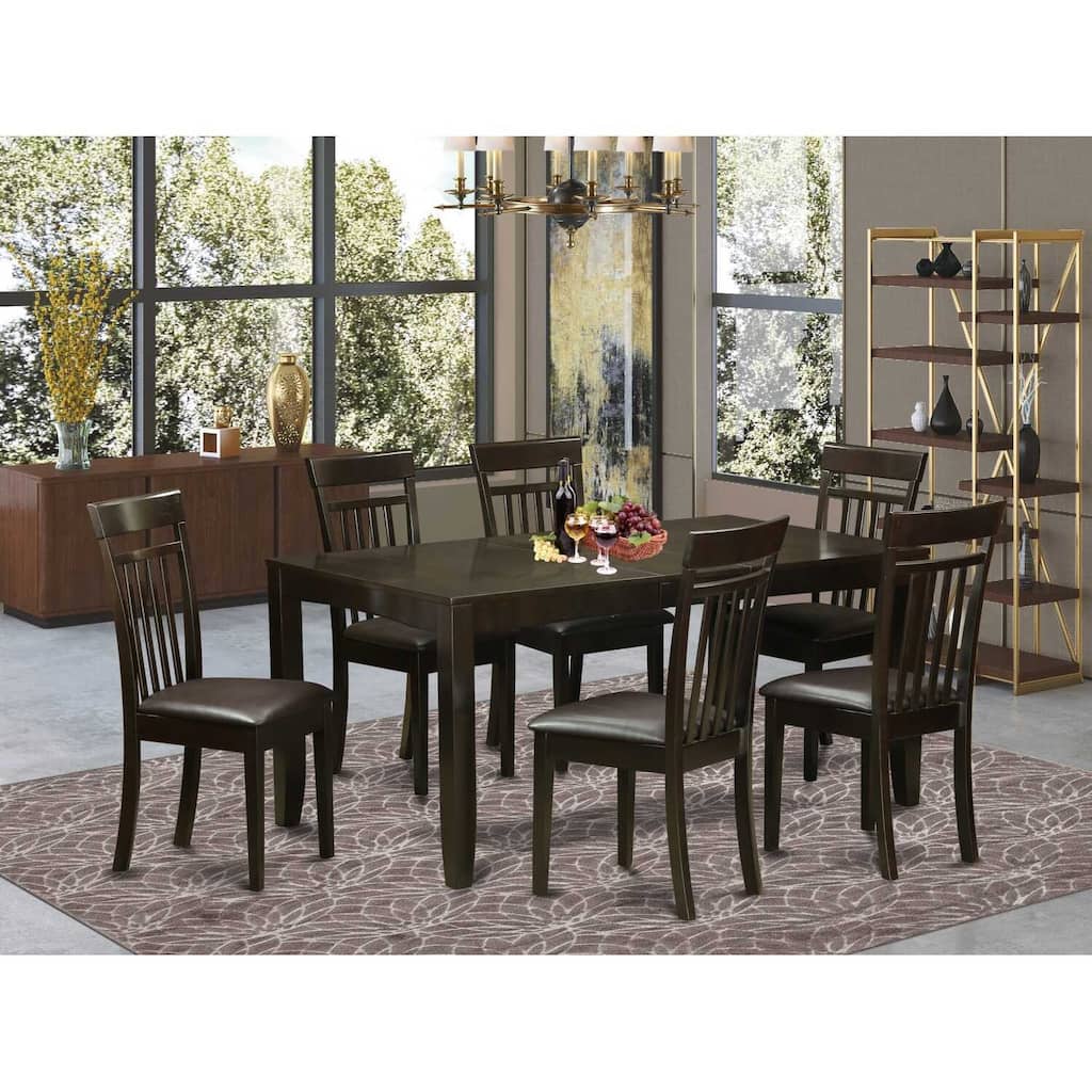Dining Room Table Set with Chairs - Kitchen Table Set, Wood Dinette Set, Cappuccino Finish
