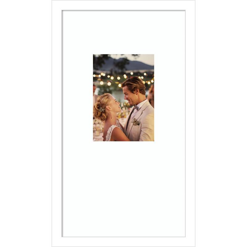 Svelte Clay Grey Framed Picture Frame, Photo Frame - 10x18 Matted White 5x7 - Svelte White