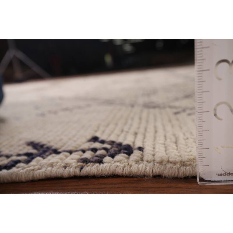 Earth Tone Trellis Moroccan Area Rug Handmade Wool Carpet - 8'1" x 9'6"