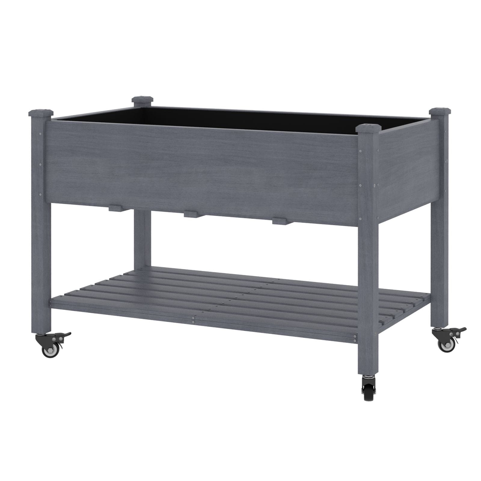 VEIKOUS 48 in. x 24 in. x 33 in. Wood Raised Garden Bed with Wheels & Storage Shelf