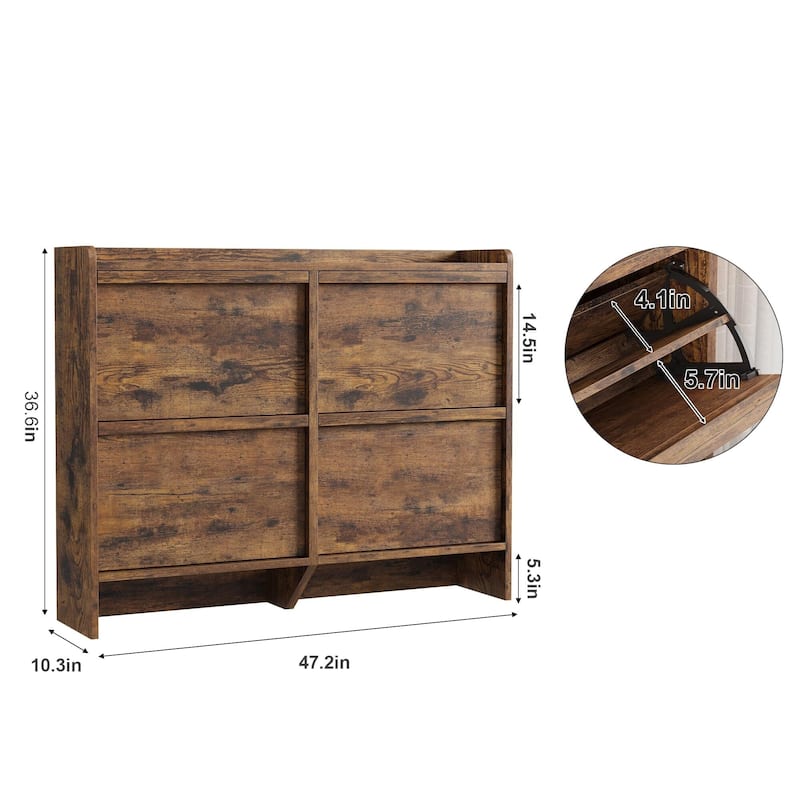 Drawer Wooden Shoe Cabinet with Adjustable Shelves