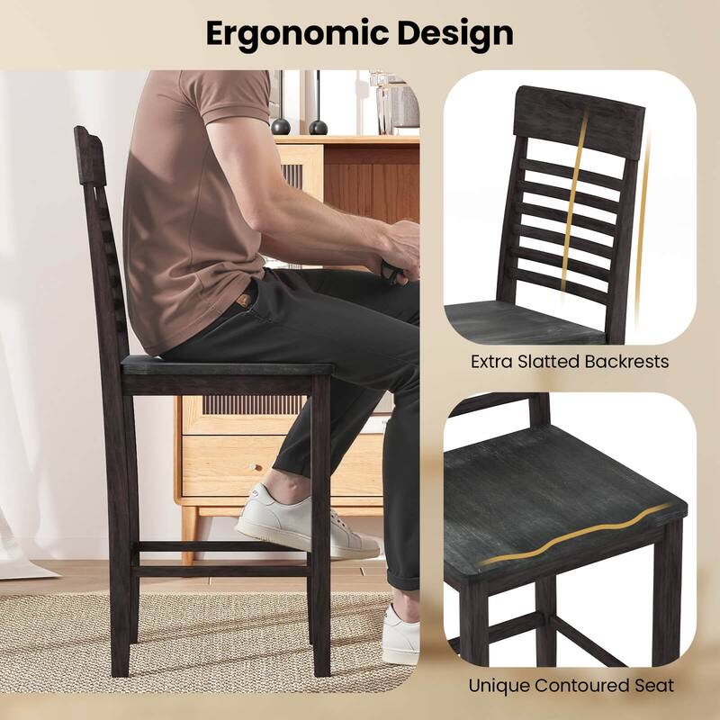 Costway Counter-Height Dining Chair Set of 2/4 with Footrests Solid