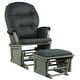 preview thumbnail 2 of 25, Wood Baby Glider and Ottoman Cushion Set with Padded Armrests for Nursing - 29.5" x 26" x 40" Grey