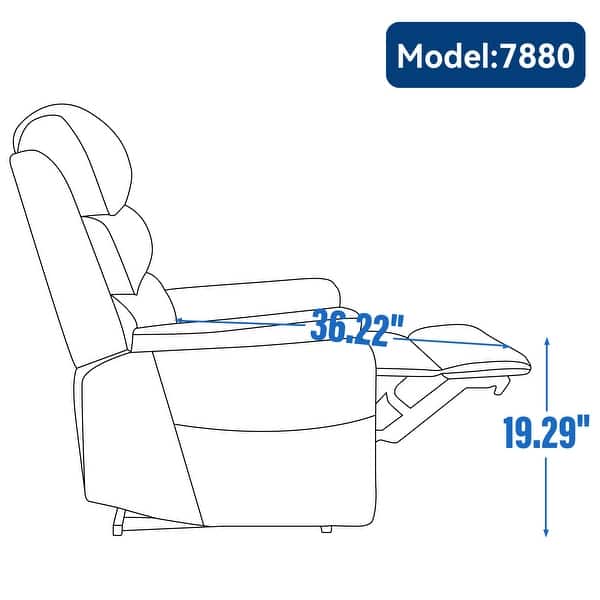 dimension image slide 6 of 18, Dual Motor Power Lift Recliner Chair with Power-Remote & Heat Massage, Electric Leather Adjustable Reclining Sofa