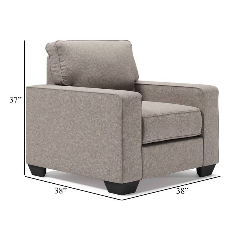 Qien Accent Armchair, Wide Track Arms, Modern Stone Gray Polyester