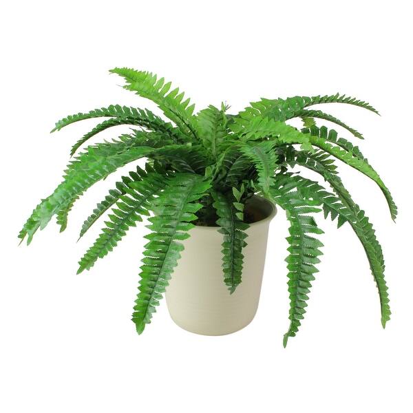 Shop Black Friday Deals On 21 Green And Cream White Boston Fern Artificial Potted Plant On Sale Overstock 16542665