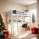 preview thumbnail 2 of 10, High Loft Bed with Desk and Storage, White
