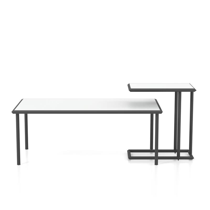 Dromara Contemporary White High Gloss 47-inch Steel 2-Piece Table Set by Furniture of America