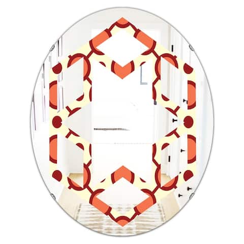 Designart 'Abstract Retro Geometrical Design IX' Modern Round or Oval Wall Mirror - Hexagon Star
