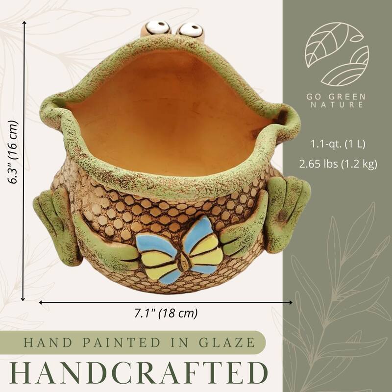 Golden Ceramics Handmade Flower Pot Planter - Frogling - 6.3"x 7.1"