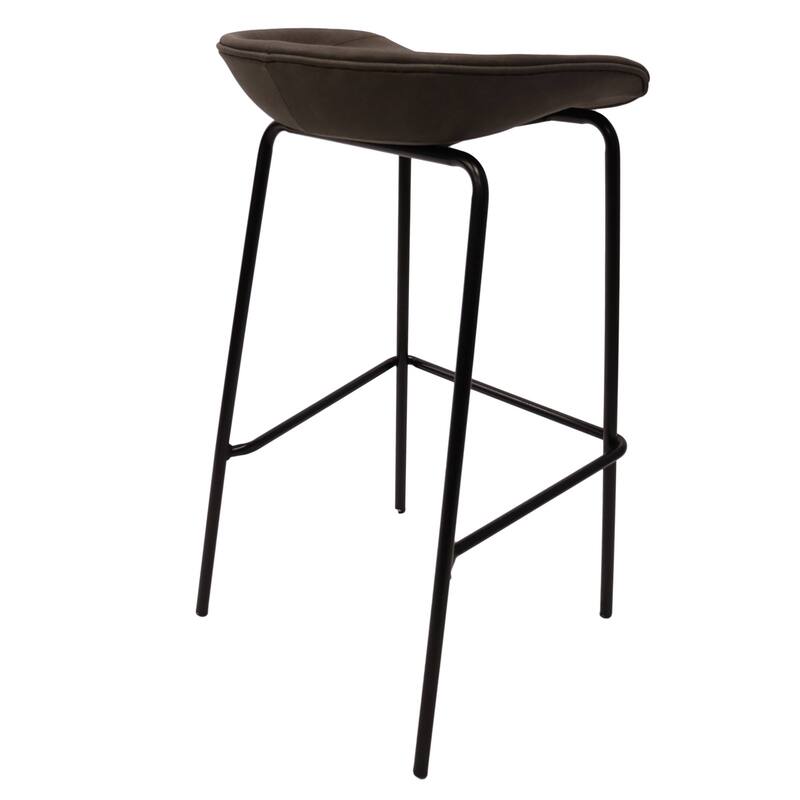 Leather Barstool with Powder-Coated Iron Frame Set of 2 Servos Series