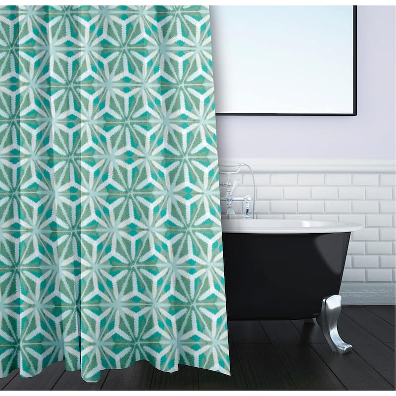 Water Mosaic Geometric Print Shower Curtain