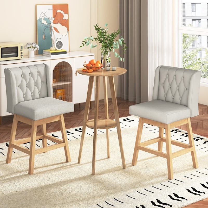 EROMMY Counter & Bar Stools Set of 2, Solid Wood Frame Upholstered Kitchen Stools