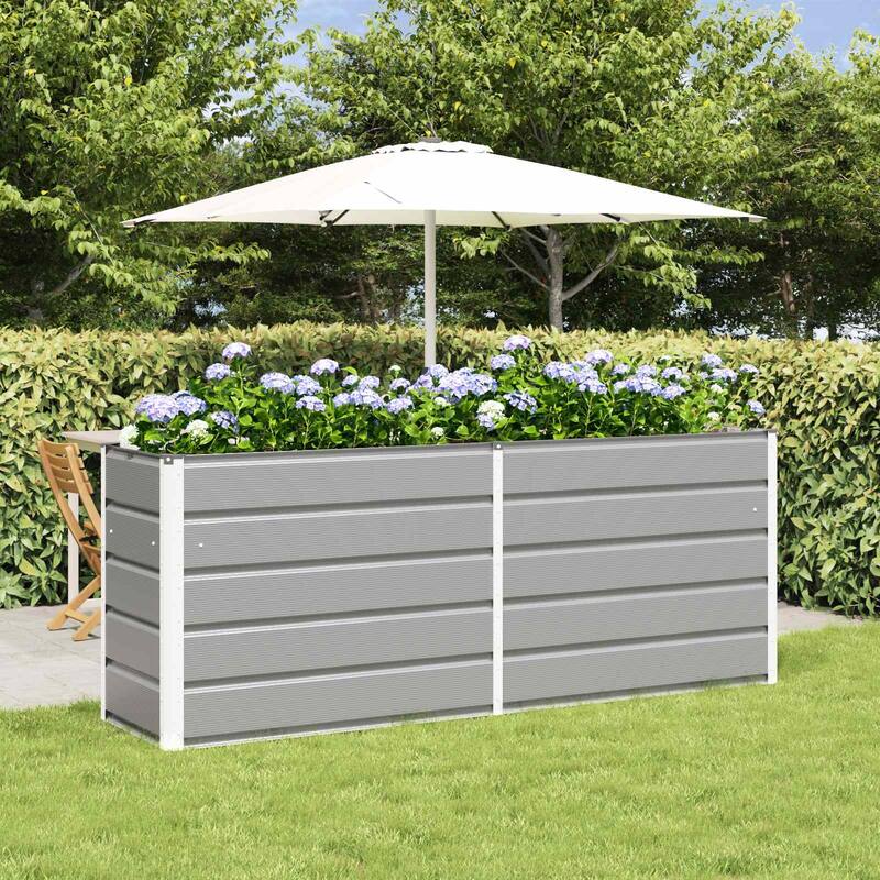 vidaXL Planter in Galvanised Steel - 39.37 x 19.69 x 17.72 - Grey - 76.77 x 19.69 x 30.31 in