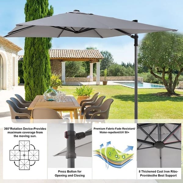 best uv protection patio umbrella PURPLE LEAF 8x8ft Eco-Friendly Tilting Umbrella, Pebble Grey 360 swivel Best Choice Products 10ft Solar