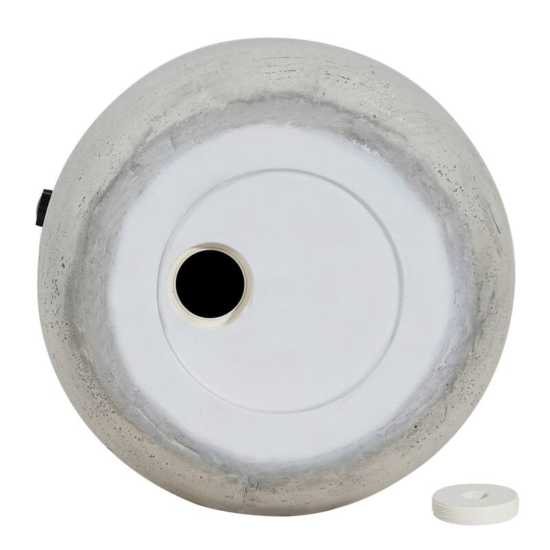 Roomfitters Olga Outdoor Patio Side Table Umbrella Base with Sand Filling Design, MGO Lime White Concrete Look