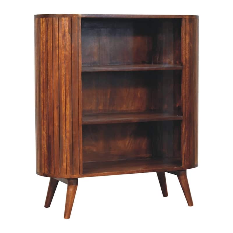 HomeRoots 39" Chestnut Solid Wood Three Tier Bookcase