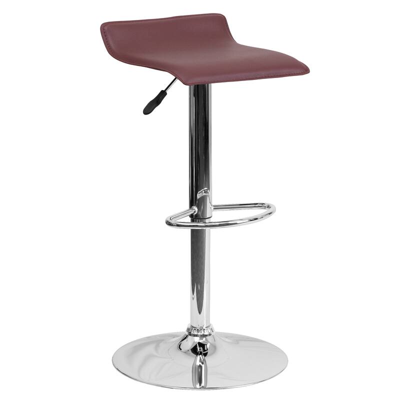 2 Pack Contemporary Vinyl Adjustable Height Barstool with Solid Wave Seat - 15"W x 15"D x 25.5" - 34"H