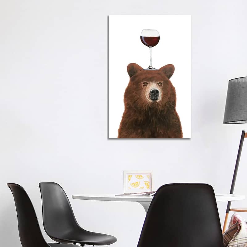 iCanvas "Bear With Wineglass" by Coco de Paris Canvas Print - 40x26x1.5