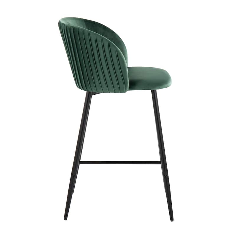Silver Orchid Pleated Fixed-Height Counter Stool - Set of 2