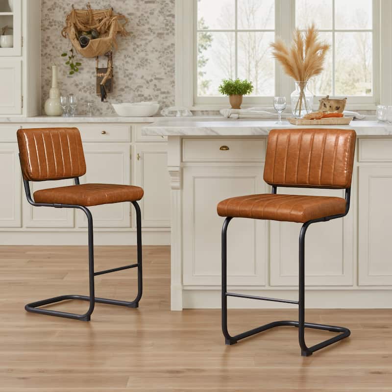 Art Leon Rustic Upholstered Counter Height Bar Stools (Set of 2)