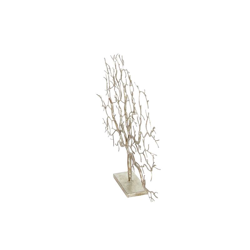 Metal Tree Sculpture - Silver - Roche River Decor - 4"W x 32"L x 24"H