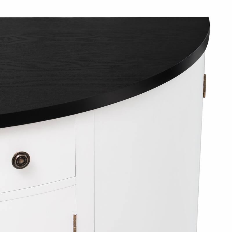 Curved Design Storage Cabinet with Adjustable Shelves and Drawer