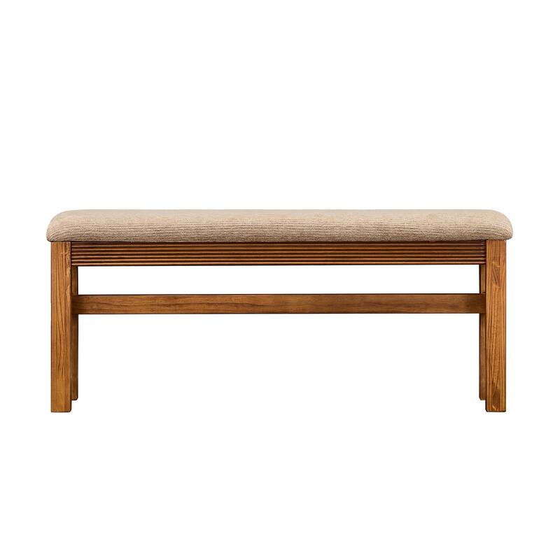 Fluted Counter Height Bar Table Set for 2, Dining Table with Fabric Upholstered Bar Stool with Solid Wood Legs