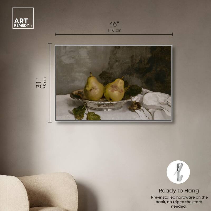Two Pears in a Silver Bowl Canvas by Art Remedy