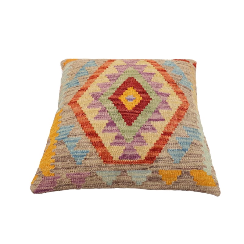 Southwestern Bates Turkish Hand-Woven Kilim Pillow - 18'' x 18''