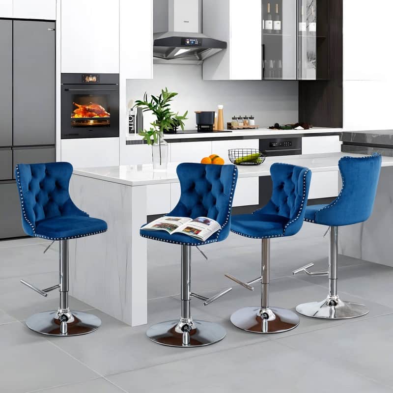 Swivel Foam Barstools Adjusatble Seat Set of 4
