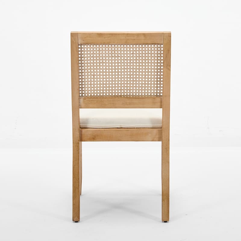 Farmhouse Rattan Dining Chairs Set of 2, Mid Century Modern Kitchen & Dining Room Chairs, Cane Upholstered Kitchen Side Chair