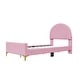 preview thumbnail 24 of 52, Twin/Full Size Velvet Bed Frame with Classic Semi-circle Shaped Headboard, Upholstered Platform Bed w/ Metal Legs for Kids Teens