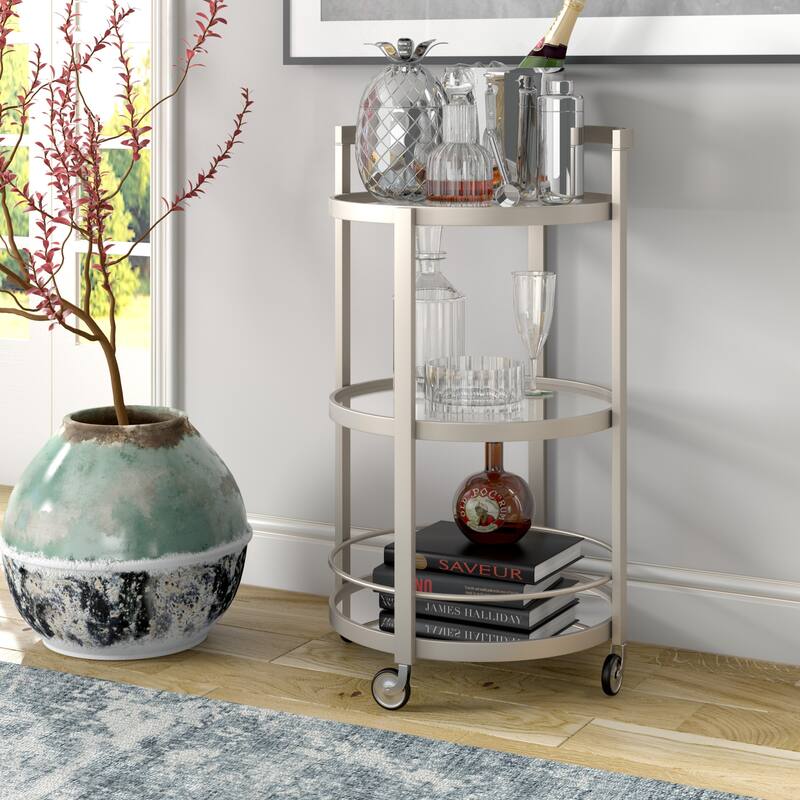 Silver Orchid Carmen Mirrored Bar Cart
