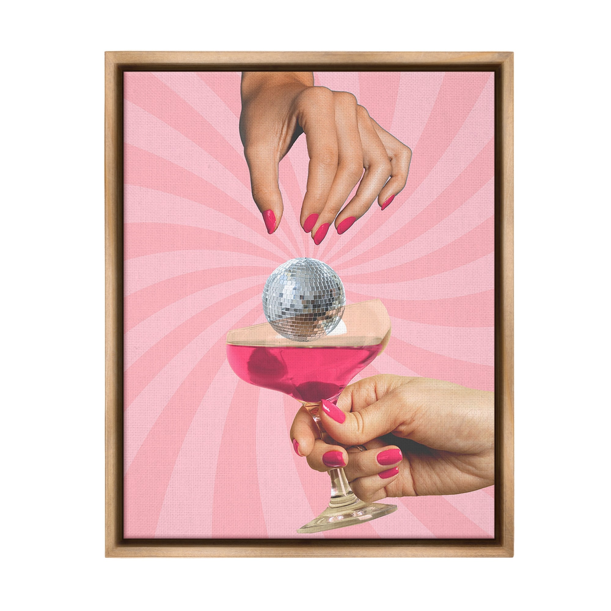 Stupell Disco Ball Cocktail Framed Floater Canvas Wall Art Design By Lil' Rue