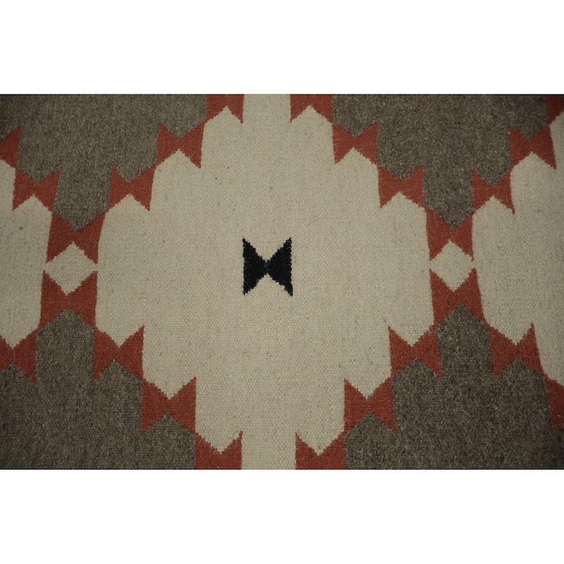 Hand Woven Oriental 100% Wool Carpet Southwestern Modern Greys & Charcoal Kilim Area Rug - 14' 1'' X 8' 4''