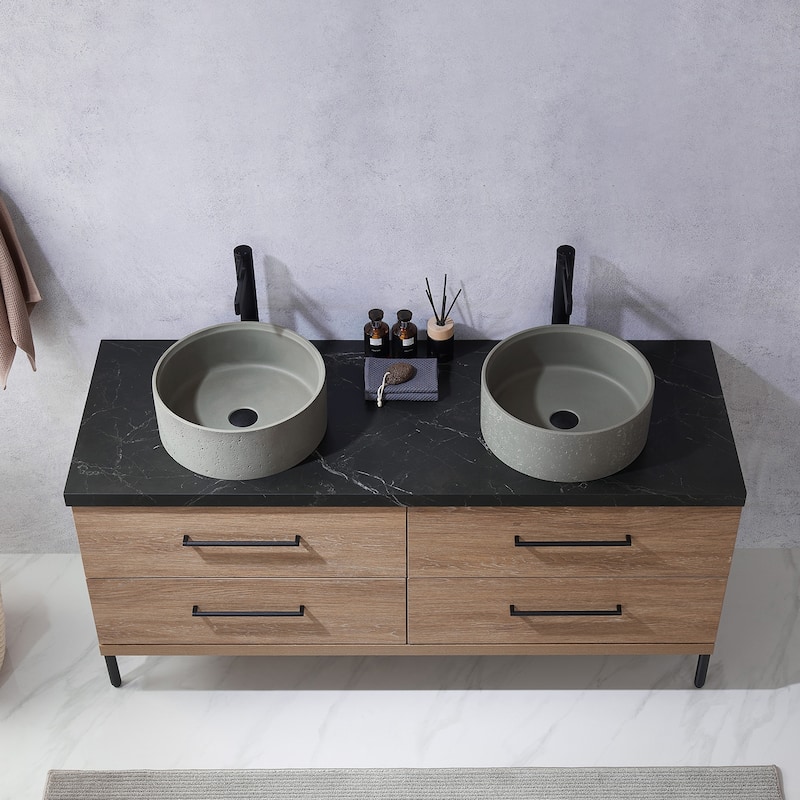 Trento Bath Vanity with Sintered Stone Top with Concrete Sink (R)