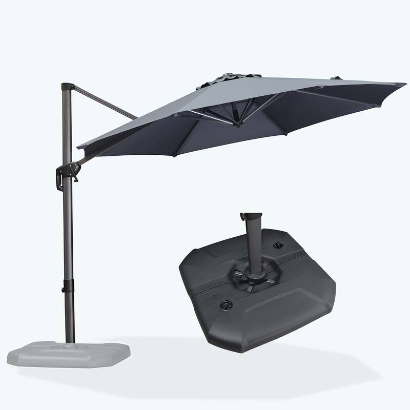 PURPLE LEAF 11 ft 360 Degree Rotation Patio Cantilever Umbrella With Base