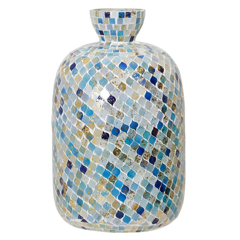 StyleCraft Glass Vase - Blue Mosaic - 8.75" x 14"