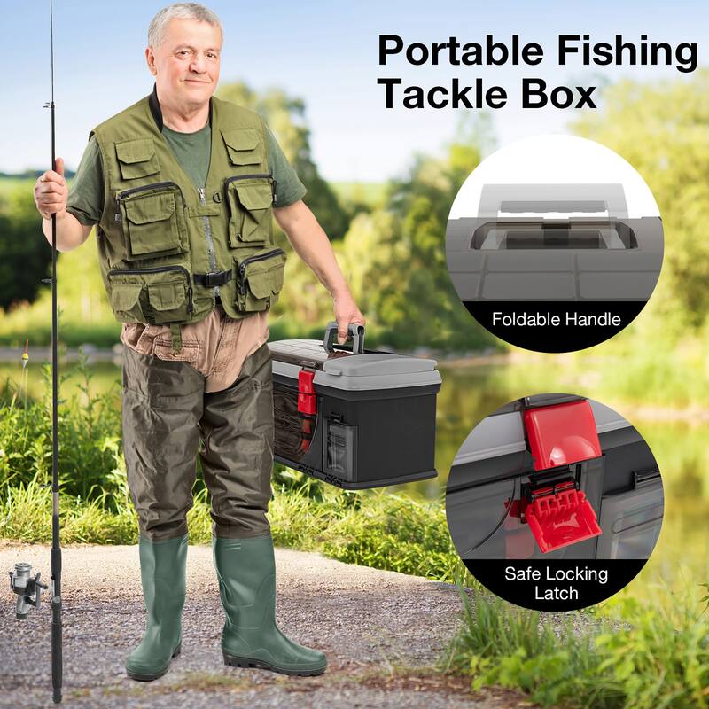 Gymax 5 Layers Fishing Tackle Box w/ Dividers & Top Storage 3