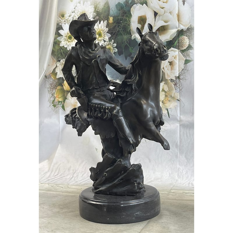 Abstract Modern Art Original Kamiko Outlaw Cowboy Horse Gun Bronze Sculpture Art