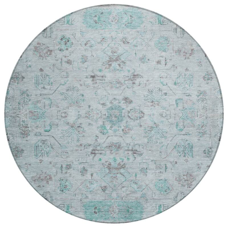 Machine Washable Indoor/ Outdoor Traditional Border Chantille Rug