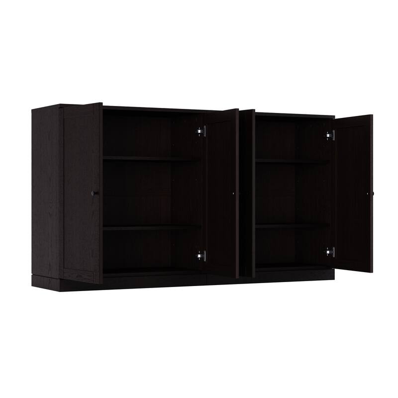 Palace Imports Premium 100% Solid European Oak Hardwood Modular Dining Room Sideboard with Shaker Doors - 64" Wide, 35.75" Tall