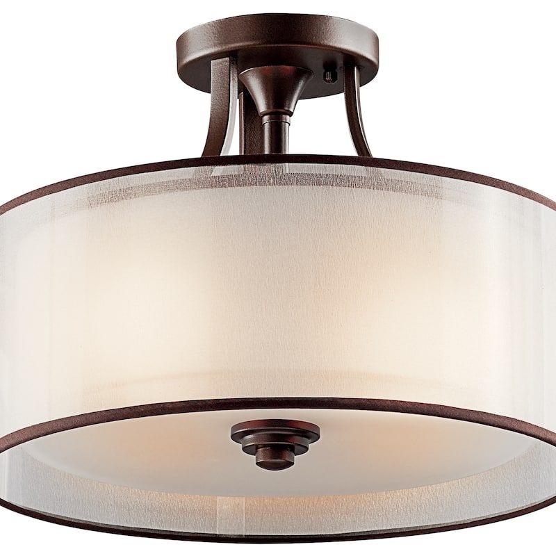 Kichler Lighting Lacey Collection 3-light Mission Bronze Semi-Flush Mount