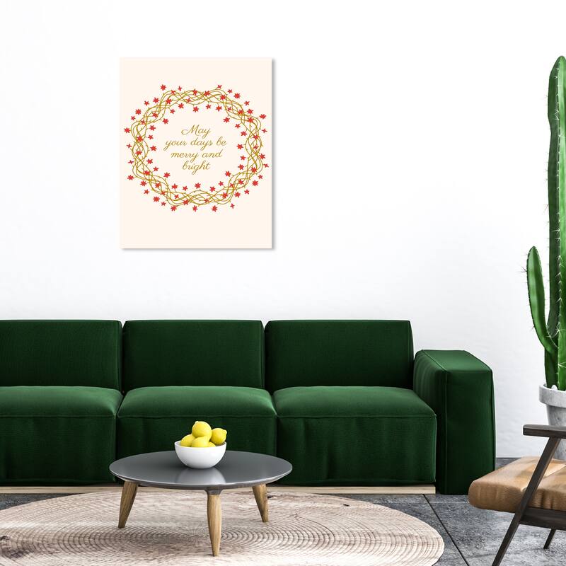 Wynwood Studio Canvas Typography and Quotes Merry and Bright Days Coming Brown Modern & Contemporary Wall Art Canvas Print - 30 x 36