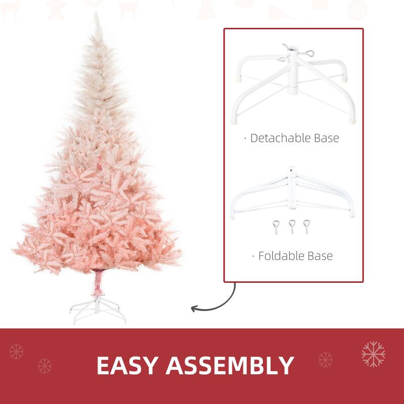 HOMCOM Unlit Spruce Artificial Tree - Realistic Branches, Pink